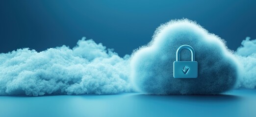 Fototapete - Cloud security concept with padlock symbolizing data protection and privacy