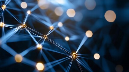 Aufkleber - Futuristic network connections with glowing nodes and beams of light representing data transmission and technology : Generative AI