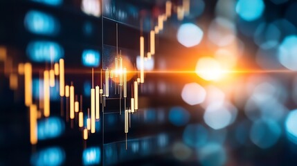 Leinwandbilder - Dynamic stock market chart with glowing colors representing financial trends : Generative AI