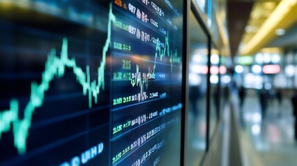 Fototapete - Stock market in action with digital graphs showing financial data and trends on screens : Generative AI