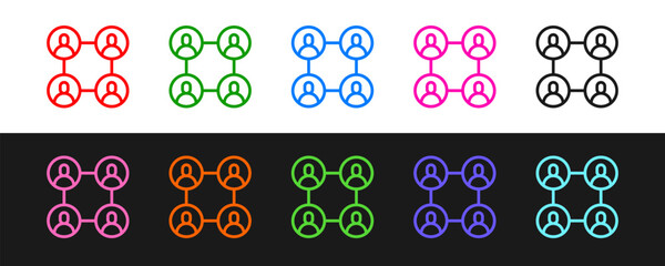 Poster - Set line BFF or best friends forever icon isolated on black and white background. Vector