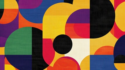 Poster - Vibrant Geometric Shapes: An eye-catching composition of colorful geometric shapes, a mesmerizing dance of circles, and squares with an interplay of light and shadow.