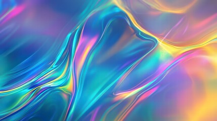 Poster - Abstract Fluidity: A mesmerizing abstract of flowing, iridescent fluids, creating a dynamic and visually stunning composition, perfect for a sense of motion and energy.