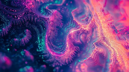 Poster - mystical abstract: an artistic and colorful close-up of abstract flowing patterns in vibrant hues, e