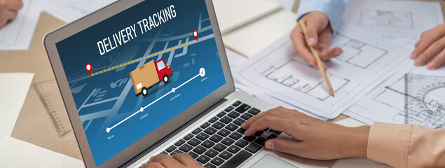 Poster - delivery tracking system for e-commerce and brisk online business to timely goods transportation and