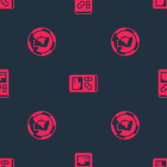 Poster - Set Ancient coin and Portable video game console on seamless pattern. Vector