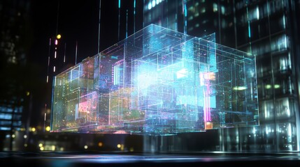 Poster - digital cityscape: a captivating digital illustration showcases a futuristic urban landscape with tr