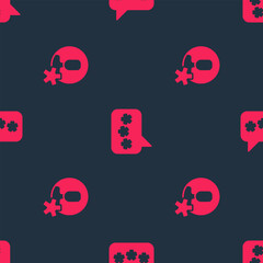 Poster - set elected employee and speech bubble chat on seamless pattern. vector