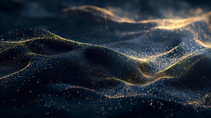 Poster - Abstract Waves of Light: An artistic and evocative image showcases shimmering particles, dancing in fluid wave patterns to create a sense of depth and ethereal beauty. 