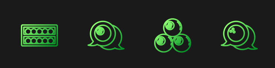 Poster - Set line Billiard ball, balls on stand, and Bowling. Gradient color icons. Vector