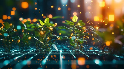 Poster - Eco-Tech Fusion: An evocative digital rendering showcasing the convergence of technology and nature.