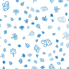 Poster - Set line Location with heart, Teacher and Free sign on seamless pattern. Vector