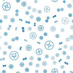 Poster - Set line Earth element, Gemini zodiac and Old magic key on seamless pattern. Vector