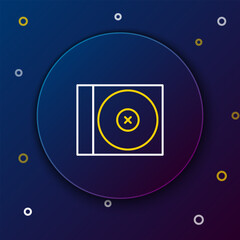 Poster - Line CD or DVD disk icon isolated on blue background. Compact disc sign. Colorful outline concept. Vector