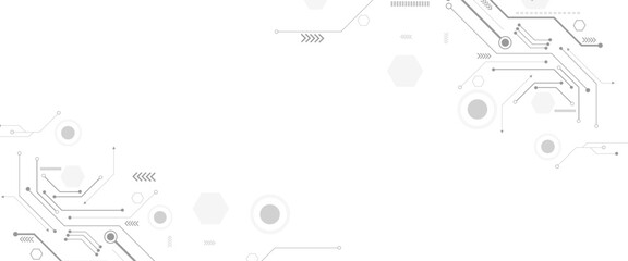 Aufkleber - Vectors White Abstract geometric dots and lines connection circuit concept. Hi tech digital connect, communication, High technology concept.