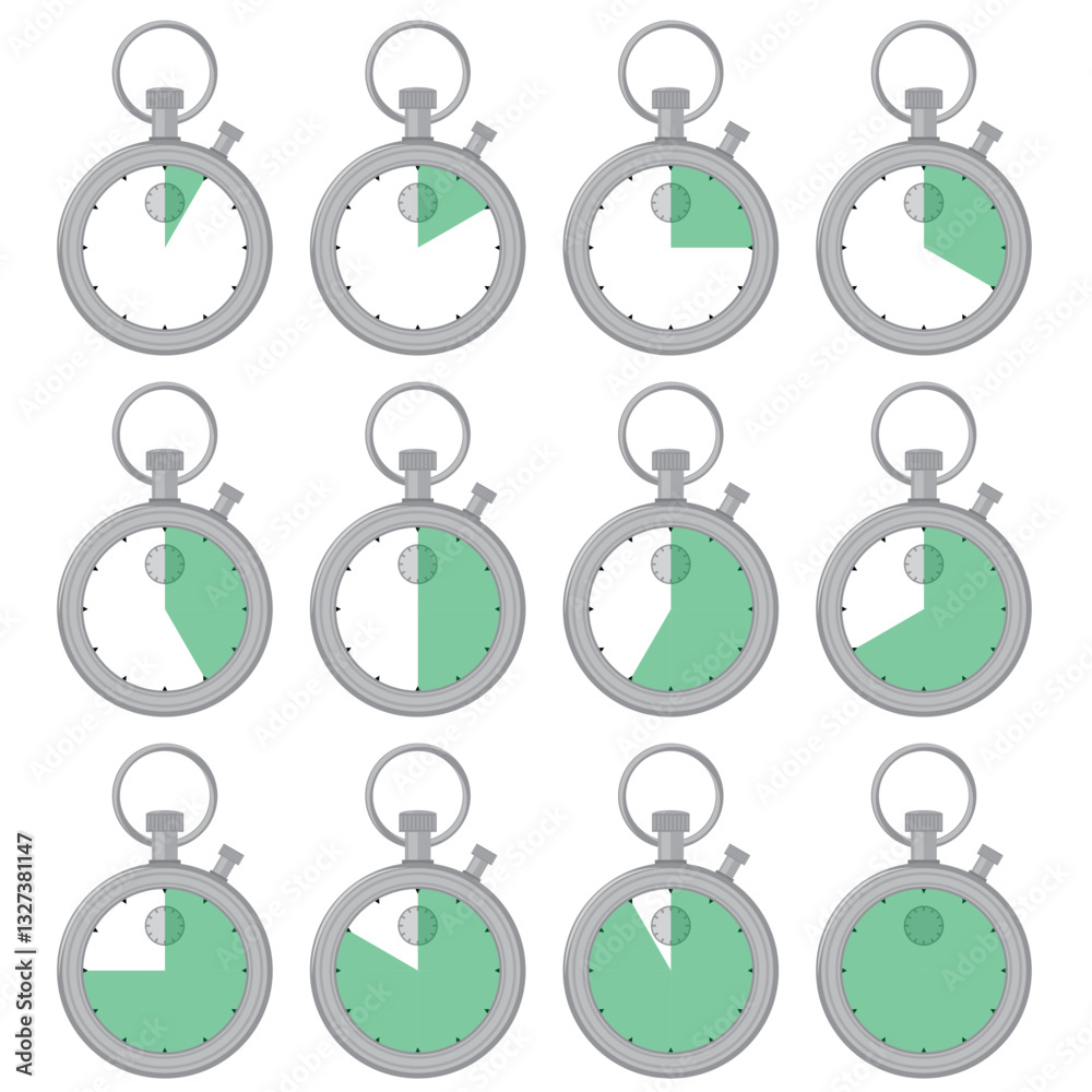 Vector Stopwatch or timer showing time. Label cooking time. Chronometer ...