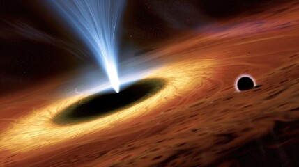 Wall Mural - Abstract black hole with a star being pulled in Abstract space with a black hole and a glowing nebula
