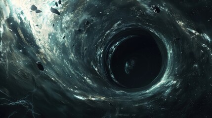 Wall Mural - Abstract black hole with a starry sky background Abstract cosmos with a black hole and light swirls