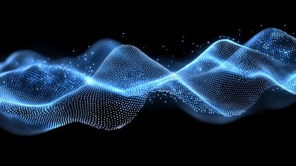 Poster - Glowing Blue Particle Wave Abstract Background
