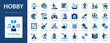 © Jan - Hobby flat icons collection. Traveling, cooking, dancing, video game, photography, fishing, sports, chess, astronomy, reading sign set.
