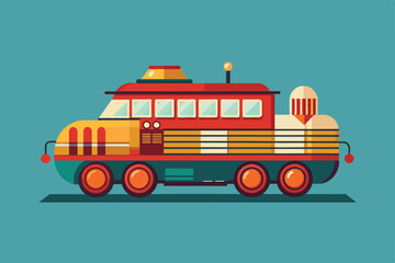 Poster - A vibrant train illustration captures a playful, customizable design on a cheerful backdrop, Tango Customizable Semi Flat Illustration