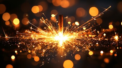 Poster - Golden Sparkler Lights Festive Background