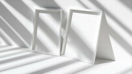 Poster - Minimalist white frames and shadows composition for interior design inspiration