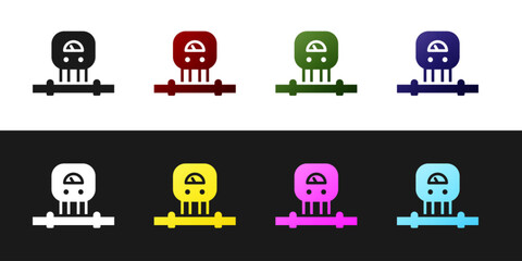 Poster - Set Smart sensor system icon isolated on black and white background. Internet of things concept with wireless connection. Vector