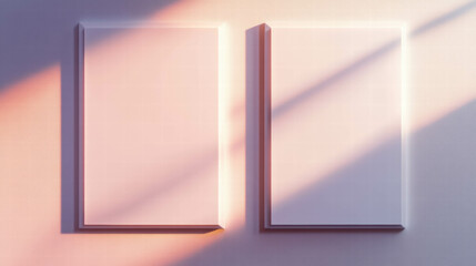 Poster - Minimalist composition with two white frames in soft light for modern interior design