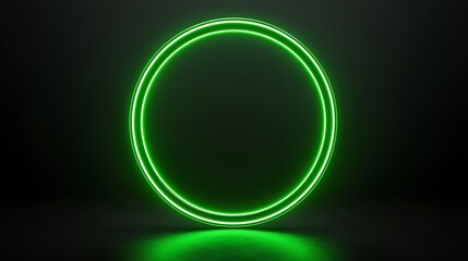 Poster - Green Neon Circle Light Abstract Background