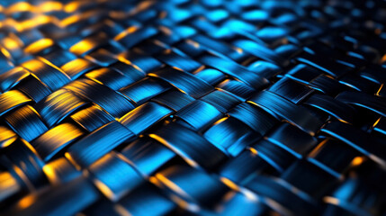 Poster - Abstract metallic woven texture in blue and gold for design and background concepts