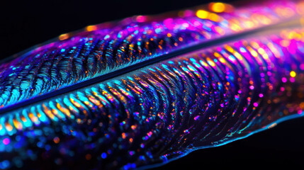 Poster - Vibrant iridescent peacock feather texture for creative designs