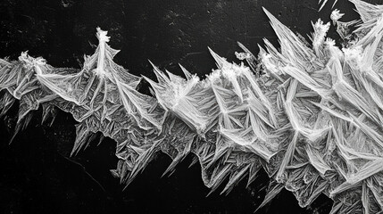 Poster - Intricate frost crystal patterns on glass surface for winter design inspiration