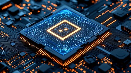 Aufkleber - High Tech Microchip Circuitry Glowing Detail