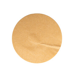 Fototapete - Round crumpled sticker made of recycled craft brown paper with transparent background, ideal for eco friendly projects