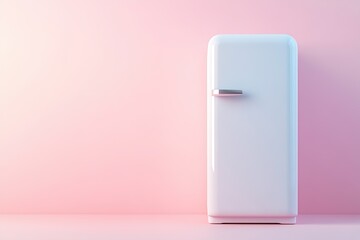 Poster - A modern fridge icon features smooth edges and soft lighting, embodying a minimalistic design. The cool tones and neutral background create a clean and open space ideal for branding