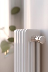 Poster - A sleek, 3D-rendered radiator icon features smooth edges and soft lighting, creating a contemporary look. The neutral background enhances the minimalistic design, suitable for branding