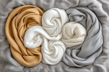 Poster - Elegant Swirls of Silk in Neutral Tones: A Gentle Textile Arrangement