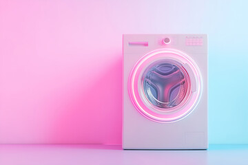 Poster - This sleek and modern washmashine icon features smooth edges and soft lighting in cool tones. The neutral background enhances its minimalistic design, ideal for branding or design projects