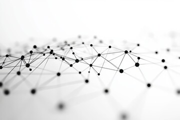 Poster - Abstract Network Connection Dots Lines Digital Technology Background Modern Elegant White Black Design Graphic Illustration Geometric Pattern Science 
