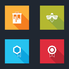 Poster - set honeycomb, bee, and medal icon. vector