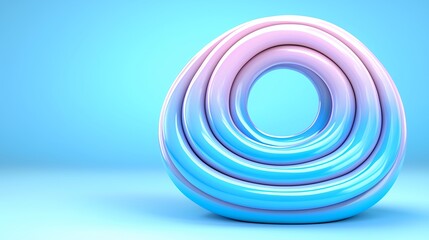 Poster - A colorful, abstract composition featuring concentric circular shapes on a soft blue background.