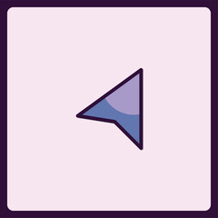 Poster - Minimalist graphic icon of blue directional arrow on soft pink background