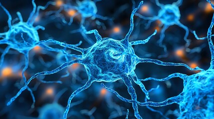 Aufkleber - Microscopic Neurons Network High Resolution 3D Illustration