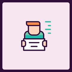 Poster - Graphical representation of a person holding a sign with statistic bars concept