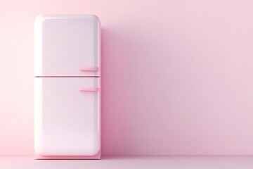 Poster - This fridge icon features a smooth, minimalistic design with soft lighting, creating a clean and modern aesthetic. The neutral background enhances its visual appeal and versatility for branding