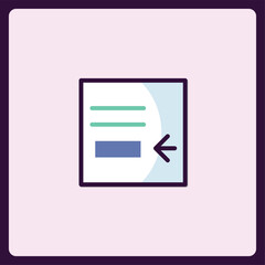 Poster - Document with an arrow, icon illustration for file transfer or import