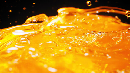 Poster - Vivid close up of viscous orange liquid texture with illumination