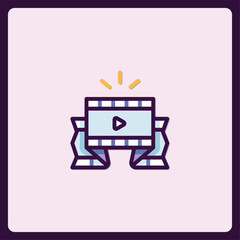 Aufkleber - Minimalist style, flat vector play icon, abstract video creation symbol
