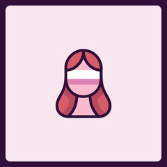 Poster - Stylized depiction of a person with pink hair and obscured face icon